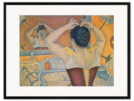 Gerahmter Kunstdruck Sich frisierende Frau