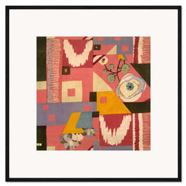 Gerahmter Kunstdruck Blumentöpfe auf geometrischem Hintergrund, 1930