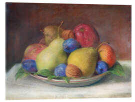 Acrylic print Still life with pears, apples, plums and nuts
