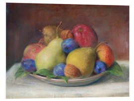 Foam board print Still life with pears, apples, plums and nuts