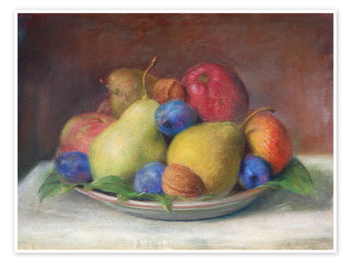 Póster Still life with pears, apples, plums and nuts