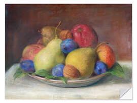 Autocolante decorativo Still life with pears, apples, plums and nuts