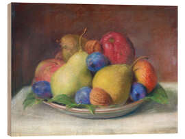 Tableau en bois Still life with pears, apples, plums and nuts