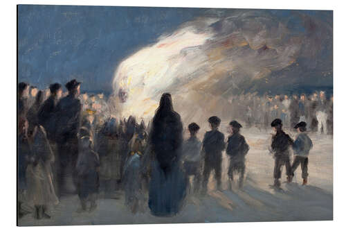 Aluminium print Midsummer bonfire on the beach in Skagen