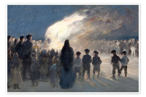 Poster Mittsommerfeuer am Strand von Skagen