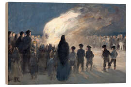 Wood print Midsummer bonfire on the beach in Skagen