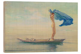 Quadro de madeira Girl in the bow of a canoe with loincloth, Samoa - John La Farge