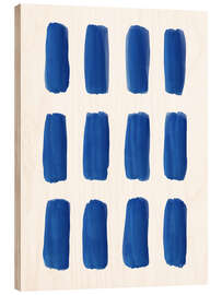 Print på træ Blue Abstract Strokes - Martina illustration