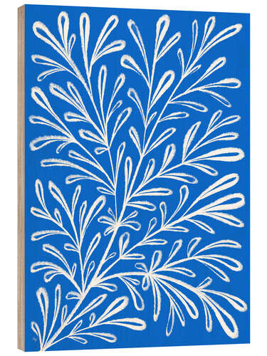 Obraz na drewnie Blue White Plant
