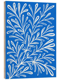 Obraz na drewnie Blue White Plant - Martina illustration