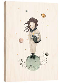 Holzbild Wir sehen uns auf dem Saturn - Paola Zakimi