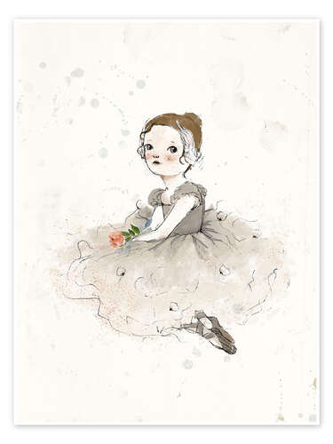 Poster Ballerina mit Rose