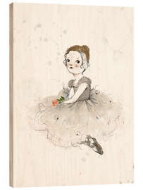 Holzbild Ballerina mit Rose