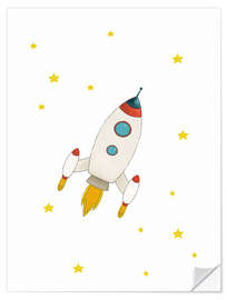 Vinilo para la pared Rocket flying to the space - Paola Zakimi