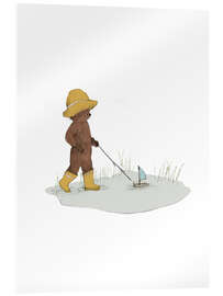 Acrylglasbild Kleiner Bär spielt an einem regnerischen Tag - Paola Zakimi