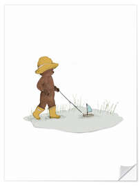Vinilo para la pared Little bear playing in a rainy day - Paola Zakimi