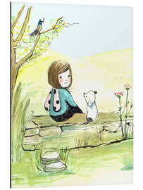 Cuadro de aluminio A day of summer - Little girl with her dog - Paola Zakimi