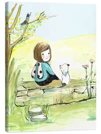 Canvas print A day of summer - Little girl with her dog - Paola Zakimi