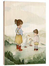 Holzbild Unzertrennliche Geschwister - Paola Zakimi