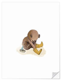 Vinilo para la pared Little Bear with boat - Paola Zakimi