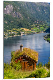 Cuadro de aluminio Alpine hut with a view of Olden in Norway - Achim Thomae