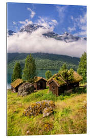 Gallery Print Urige Almhütten Breng Seter, See Lovatnet, Norwegen