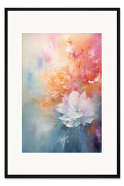 Gerahmter Kunstdruck Abstrakte lebendige moderne Blumenblüten