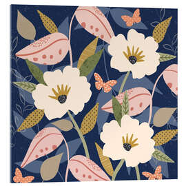 Acrylglasbild Blue Floral Design