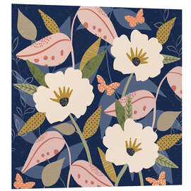 Hartschaumbild Blue Floral Design