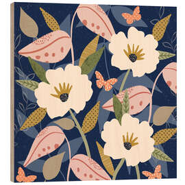 Cuadro de madera Blue Floral Design - Lisa Nohren