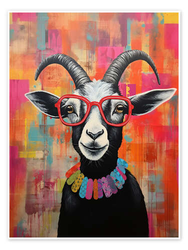 Poster Quirky Spectacle Goat