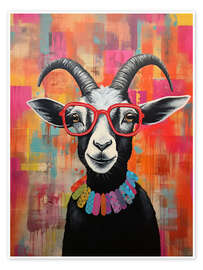 Wall print Quirky Spectacle Goat - LSR Design Studio