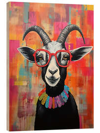 Trätavla Quirky Spectacle Goat