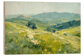 Wood print Blue and Green Foothills - Gina Kelly
