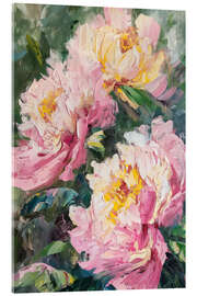 Acrylglas print Pink Peonies Floral Abstract