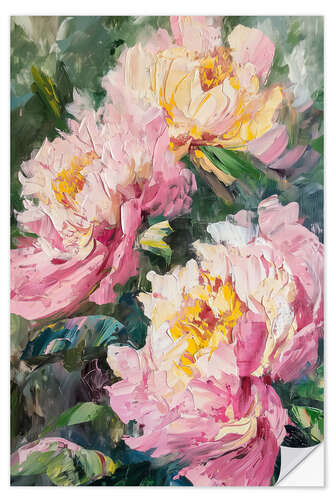 Vinilo para la pared Pink Peonies Floral Abstract