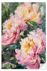 Sticker mural Pink Peonies Floral Abstract