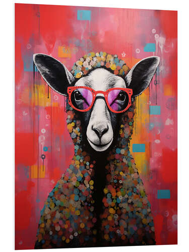 Hartschaumbild Quirky Spectacle Sheep