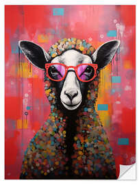 Sticker mural Quirky Spectacle Sheep - LSR Design Studio