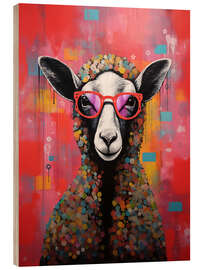 Trätavla Quirky Spectacle Sheep - LSR Design Studio