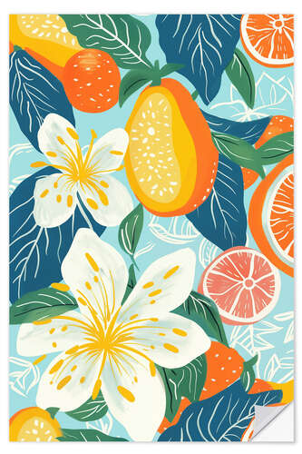 Wall sticker Tropical fruits and lilies fireworks