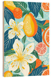 Print på træ Tropical fruits and lilies fireworks