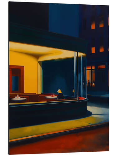 Aluminiumsbilde Nightlife with E. Hopper