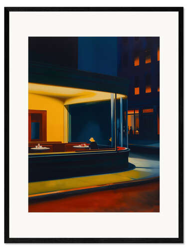 Innrammet kunsttrykk Nightlife with E. Hopper