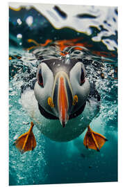 Quadro em PVC Funny Puffin Underwater - Frank Daske