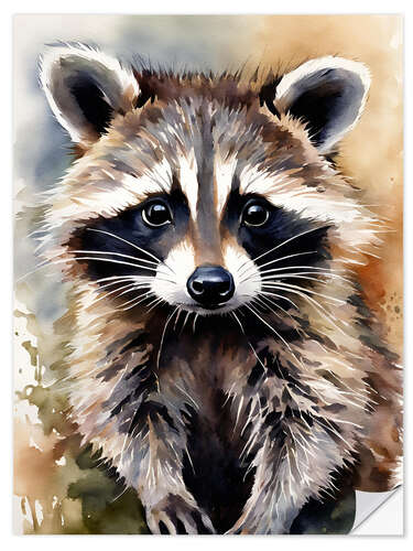 Selvklebende plakat Little raccoon