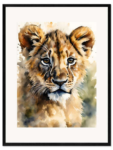 Kunsttryk i ramme Little lion
