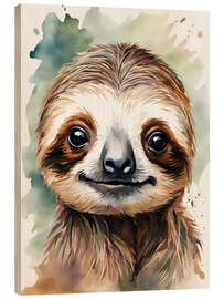 Wood print Little sloth