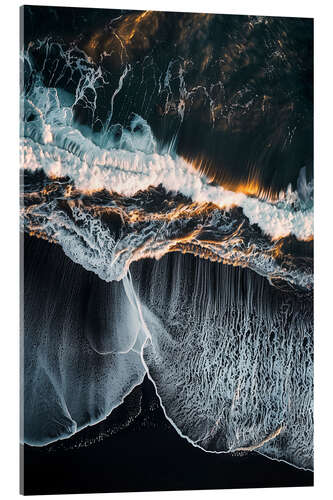 Akrylglastavla Aerial view of Reynisfjara beach with black sand, Iceland