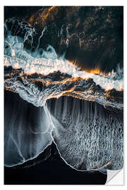 Sticker mural Aerial view of Reynisfjara beach with black sand, Iceland - Christian Müringer